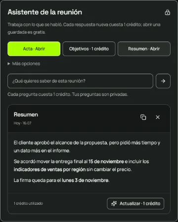 El resumen de la reunión en tres frases, listo para copiar